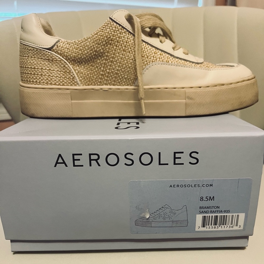 AEROSOLES Beige Raffia Sneakers